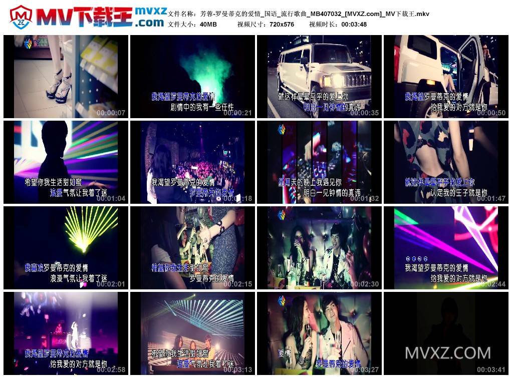 芳蓉-罗曼蒂克的爱情_国语_流行歌曲_MB407032